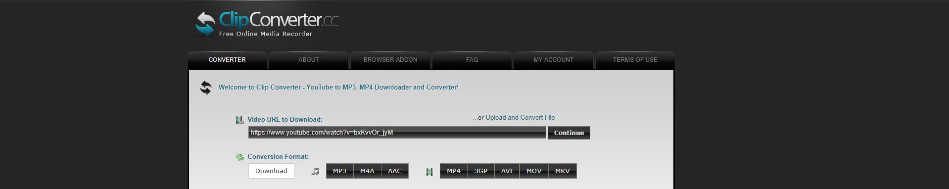 ClipConverter 下載 YouTube 視頻