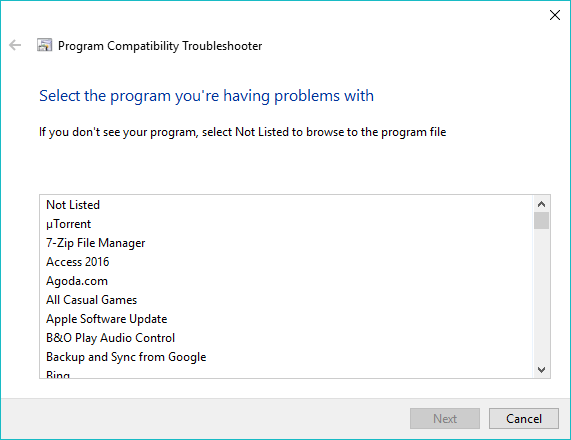 Windows 10 Fehlerbehebungstools 13 Programmkompatibilität