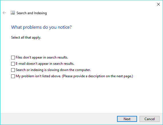 Windows 10 Fehlerbehebungstools 15 Suche und Indizierung