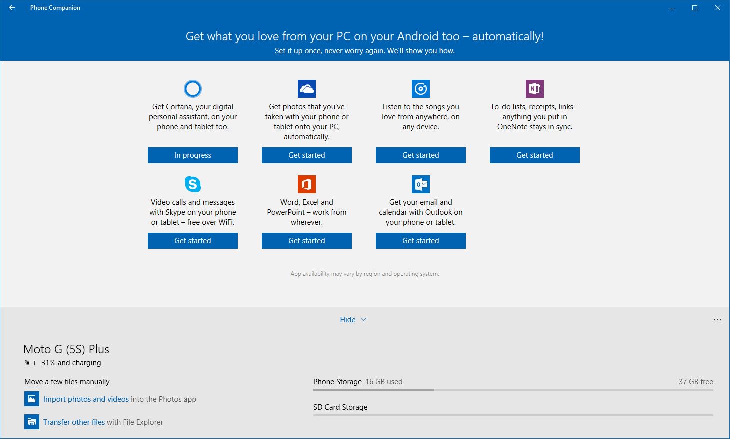 在 PC 7 上使用 Microsoft Phone Companion 继续