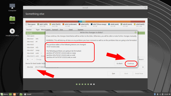 부트로더 설치를 위한 Linux Mint 19 Tara 장치