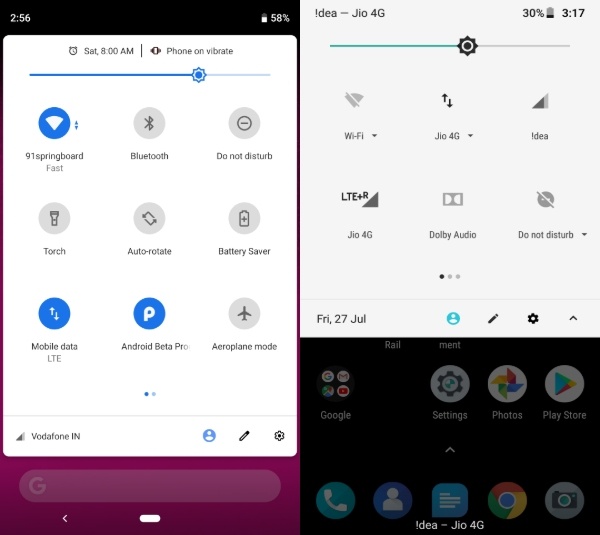 Android P vs. Android Oreo-Benachrichtigung