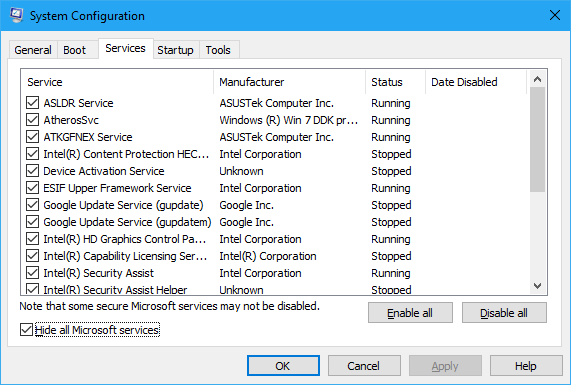 スタートアップサービスを無効にするWindows10のスロースタートアップ