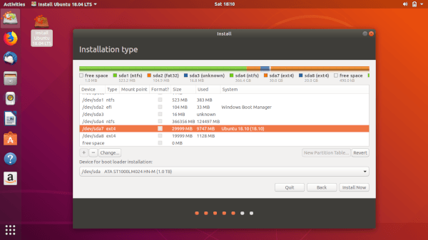 如何安裝 Ubuntu 18.04 Bionic Beaver 和 18.10 Cosmic Cuttlefish 分區管理器