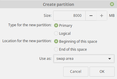 Linux Mint 19 Tara 交換分區