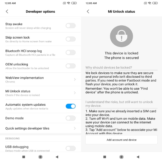 Status buka kunci MIUI