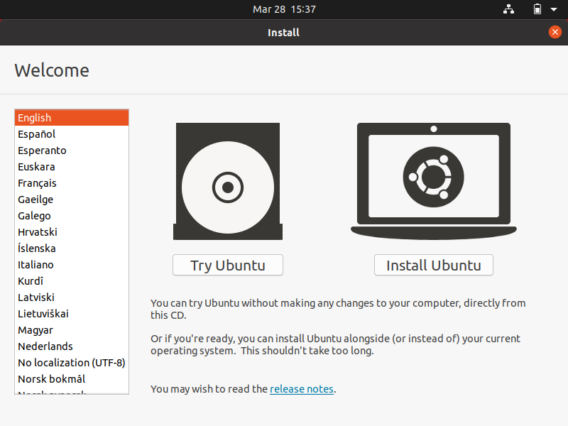 Ubuntu'yu Kurma - Ubuntu'yu Deneyin veya Kurun