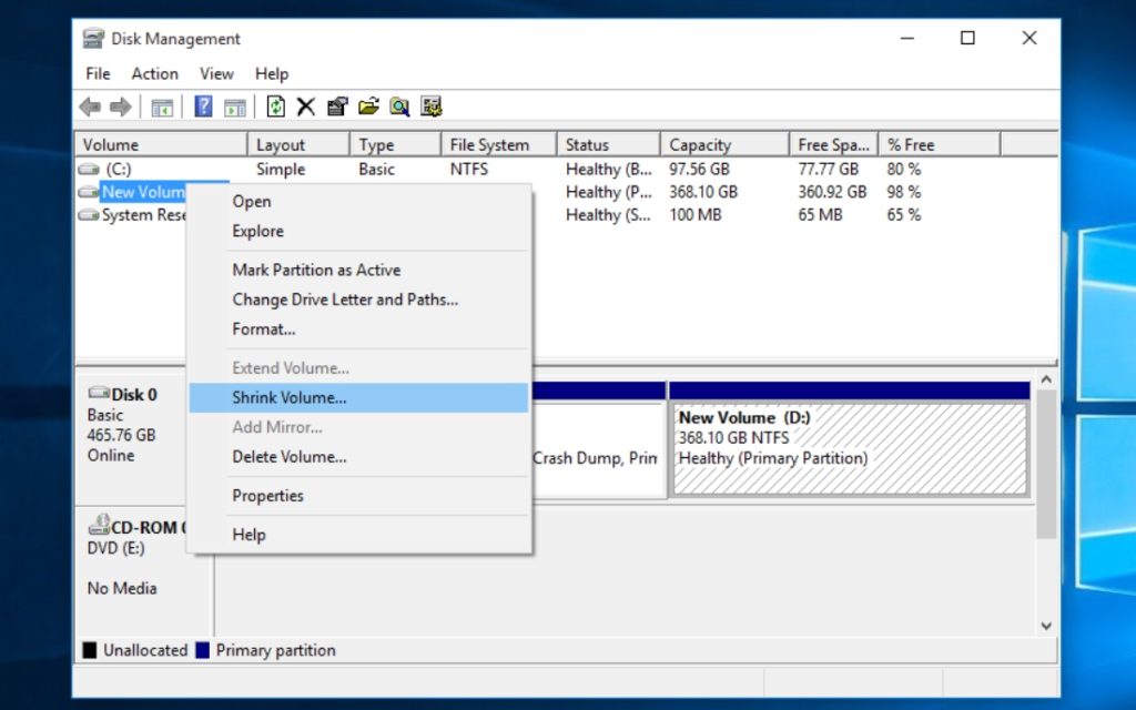 Windows 10'da Yeni Bir Bölüm Oluşturma — Yeni Birim Oluşturmak İçin Birimi Seçin