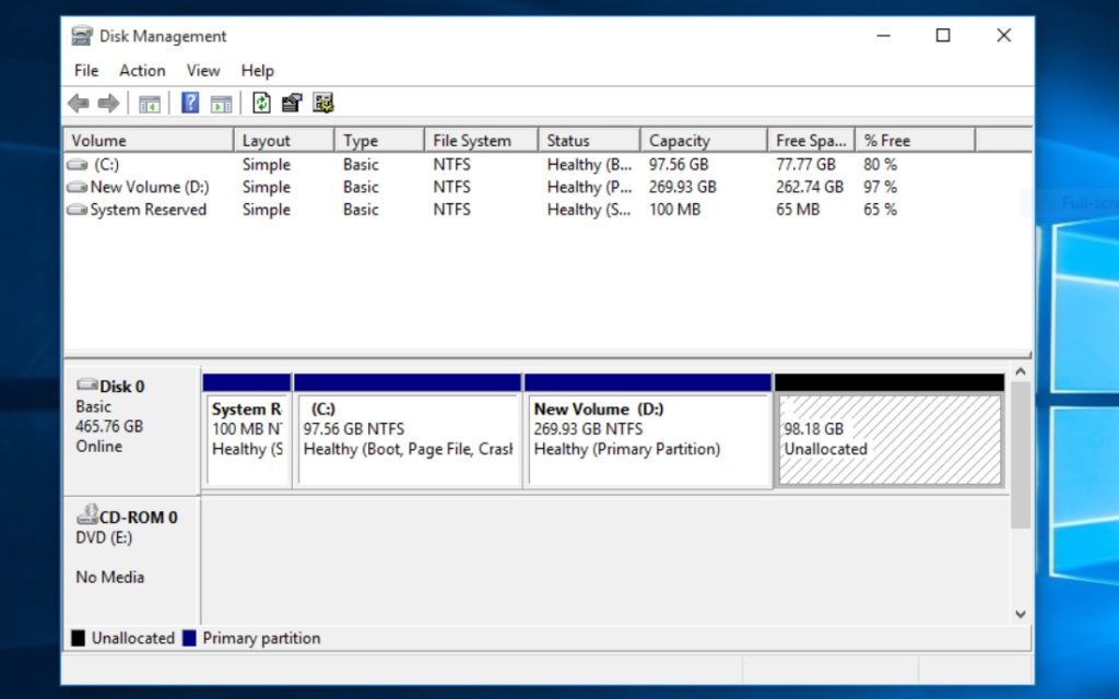 Windows 10'da Yeni Bir Bölüm Oluşturma— Yeni Ayrılmamış Alan Oluşturuldu