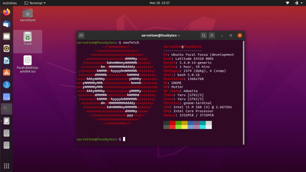 Ubuntu 20.04 Masaüstü