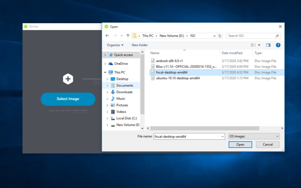 Balena Etcher Kullanarak Önyüklenebilir USB Oluşturma — ISO görüntüsünü seçin