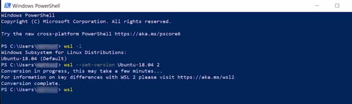 WSLをWSL2に変更します