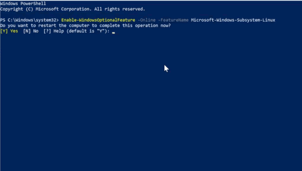 PowershellWSLはWindows10をインストールします