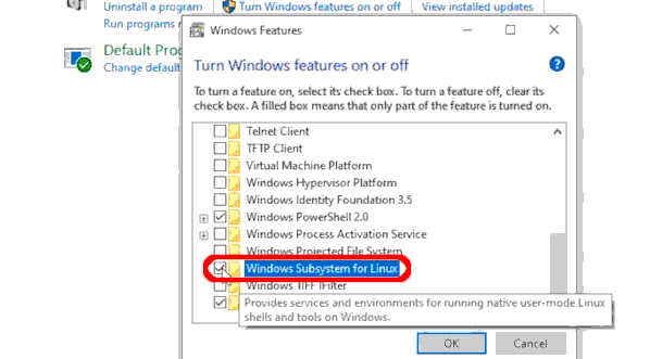 WSLWindows10をインストールします
