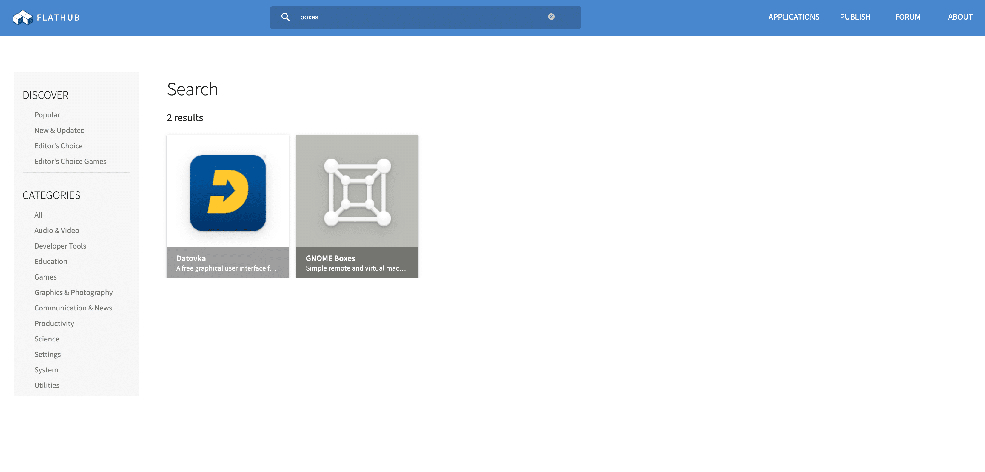 在 Flathub 中搜索 Flatpak 应用程序