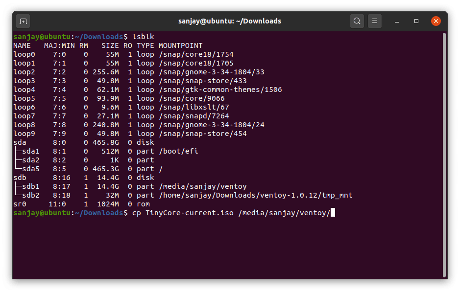 Linux ISO 파일을 USB 드라이브에 복사