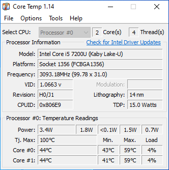 Как проверить температуру процессора 1 Core Temp