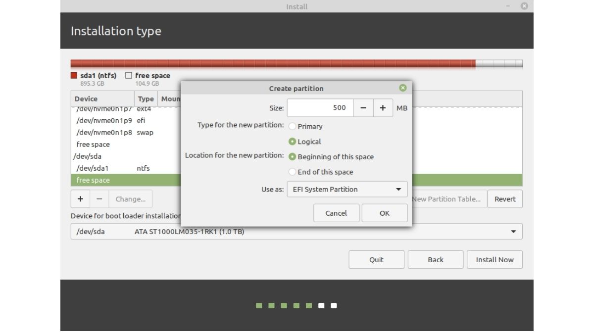 Instale o Linux Mint - Efi