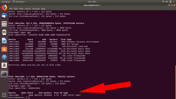 Ubuntu fdisk komutu