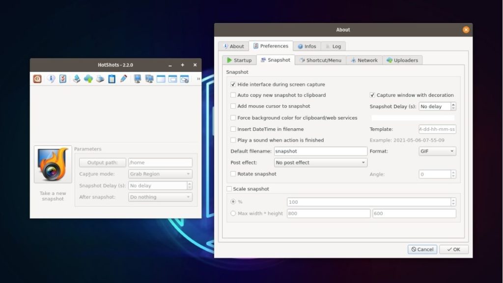 hotshots arayüzü - en iyi linux ekran görüntüsü araçları