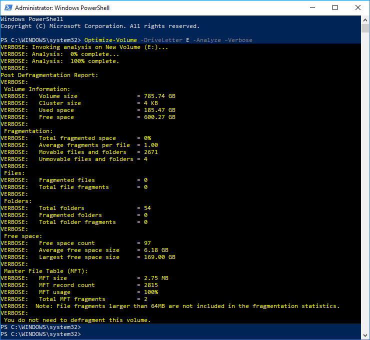 Optimizați și defragmentați unitățile utilizând PowerShell | Cum să optimizați și să defragmentați unitățile în Windows 10