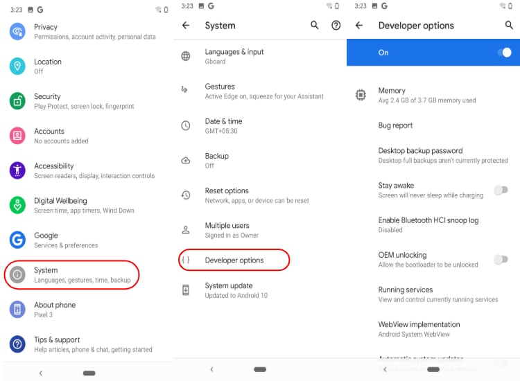 在 Android 中启用开发者选项