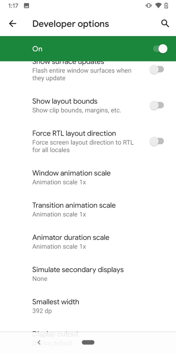 Androidデベロッパーオプションはアニメーションを減らします