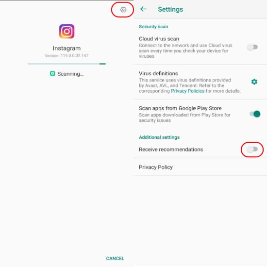 Disabilita gli annunci Xiaomi in Security Scan