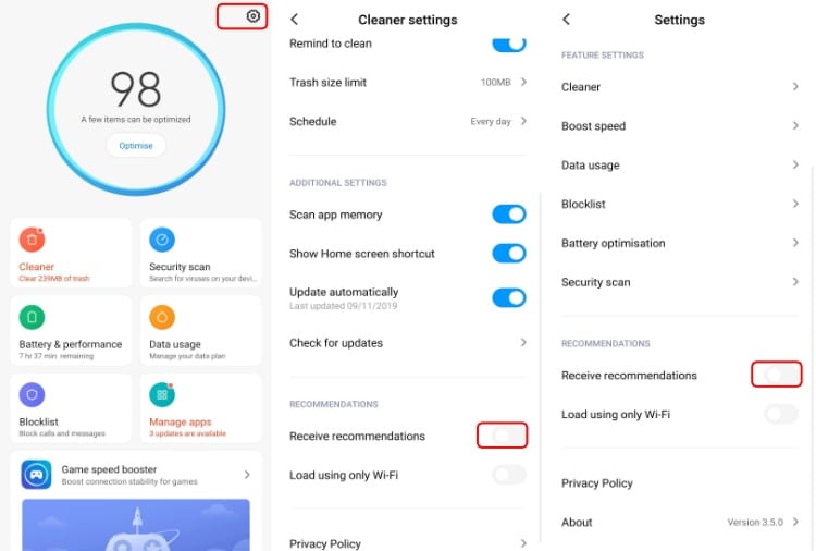 Disabilita gli annunci Xiaomi nell'app di sicurezza MIUI