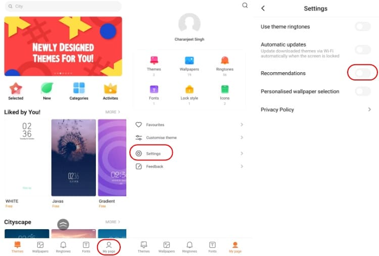 Xiaomi-Anzeigen in der Mi Themes-App