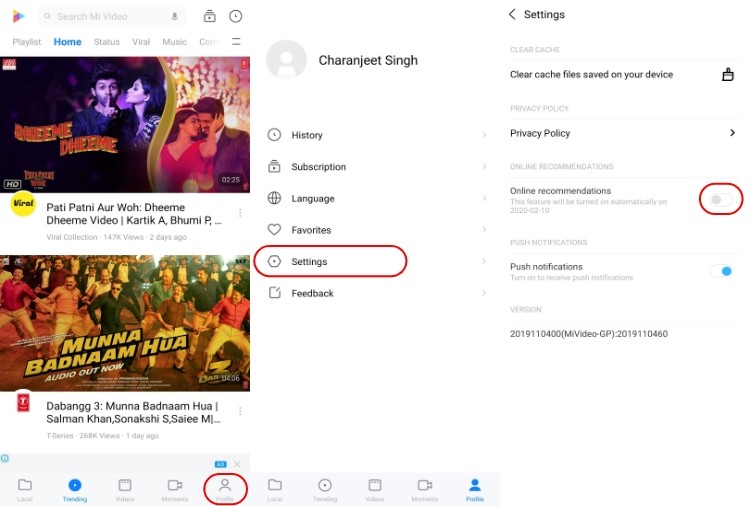 Disabilita la pubblicità nell'app MIUI Video