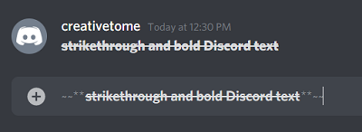 Discord barré et mise en forme de texte en gras utilisés ensemble