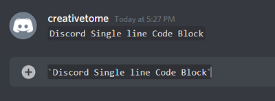 Blocs de code Discord à une seule ligne