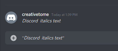 tekst kursywą discord