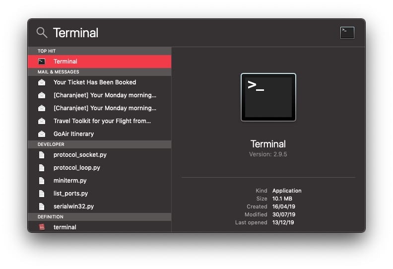 افتح Terminal في Mac