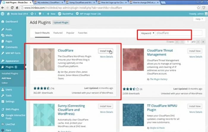 Plugin per WordPress di Cloud Flare