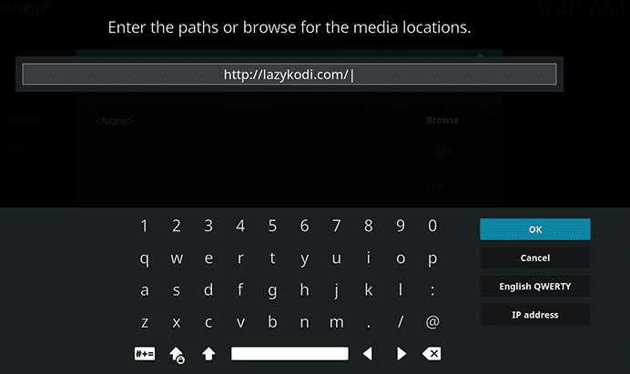 Sekarang sebagai ganti None masukkan URL lazykodi