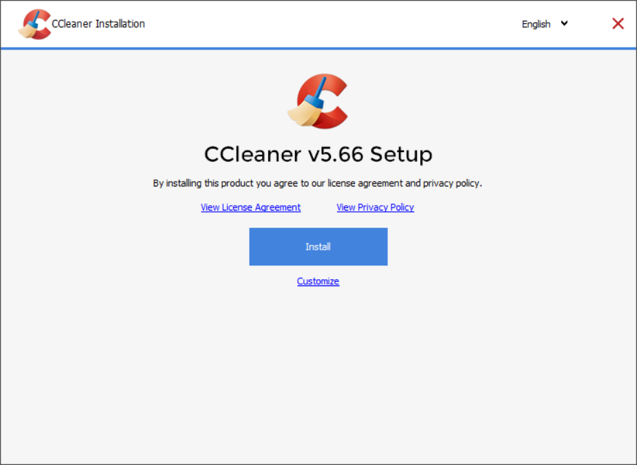 Faceți clic pe butonul Instalare pentru a instala CCleaner
