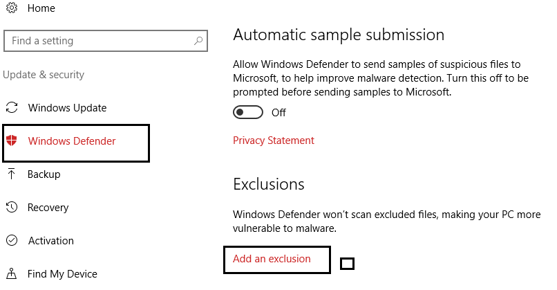 windows defender ajouter une exclusion / Antimalware Service Executable High CPU Usage [RESOLU]