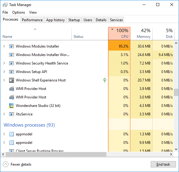 Arreglar el alto uso de CPU del instalador de módulos de Windows