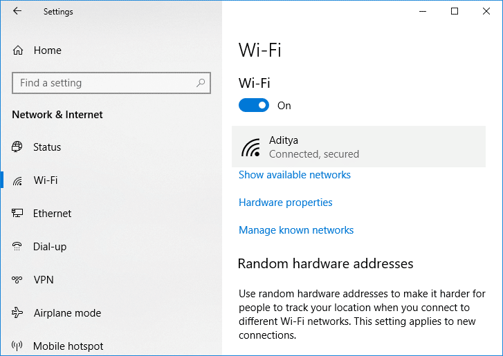 En Wi-Fi, haga clic en su red actualmente conectada (WiFi) | Arreglar el alto uso de CPU del instalador de módulos de Windows