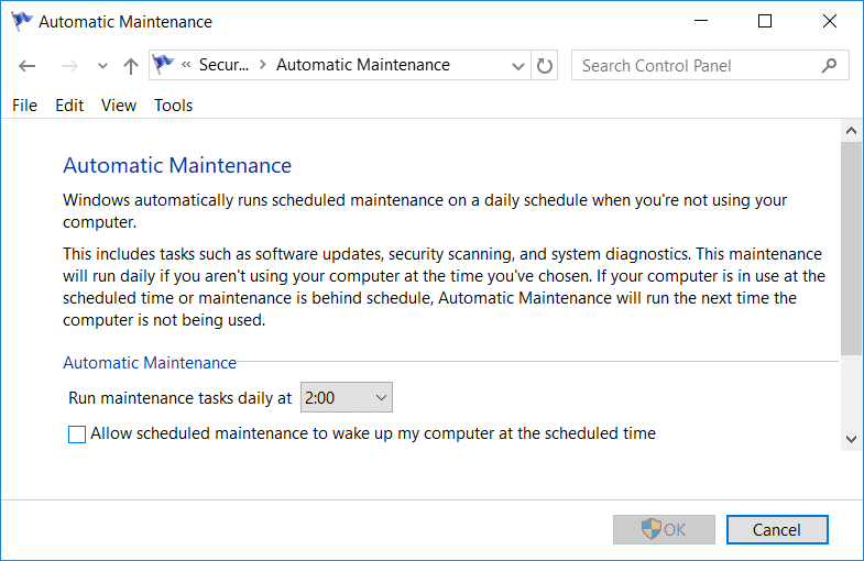 Deshabilitar el mantenimiento automático en Windows 10 | Arreglar el alto uso de CPU del instalador de módulos de Windows