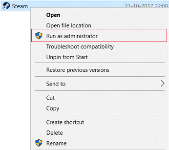 以管理員身份運行 Steam