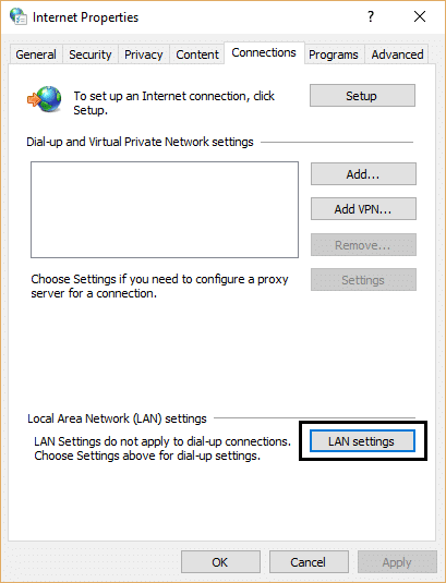 Propiedades de Internet Configuración de LAN