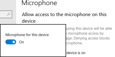 Certifique-se de ativar a alternância do microfone para este dispositivo