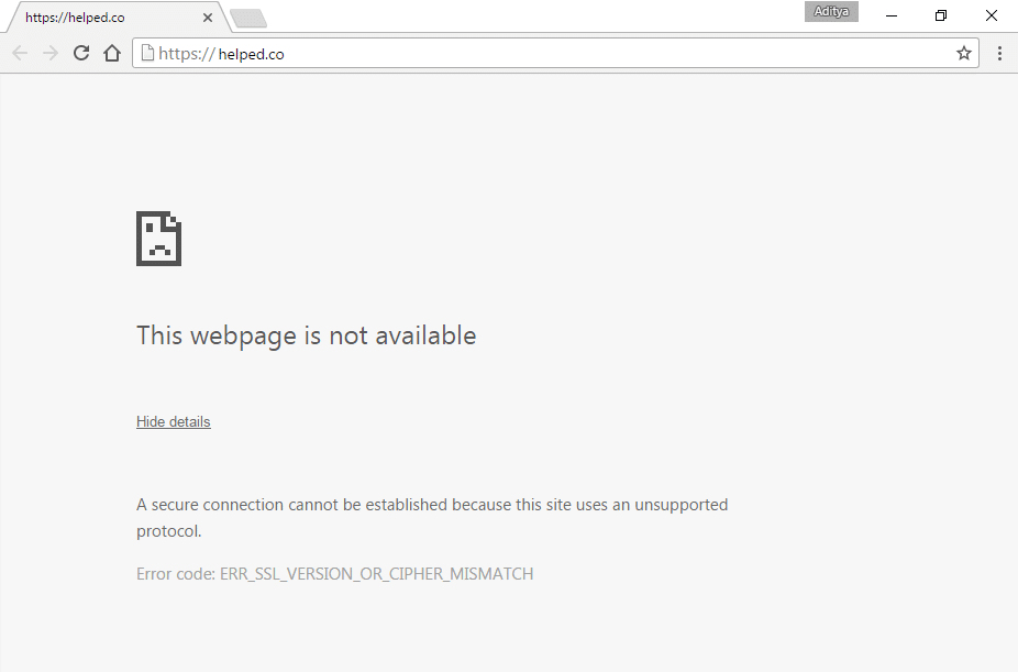Correction de l'erreur Chrome ERR_SSL_VERSION_OR_CIPHER_MISMATCH