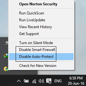 Désactiver le programme antivirus