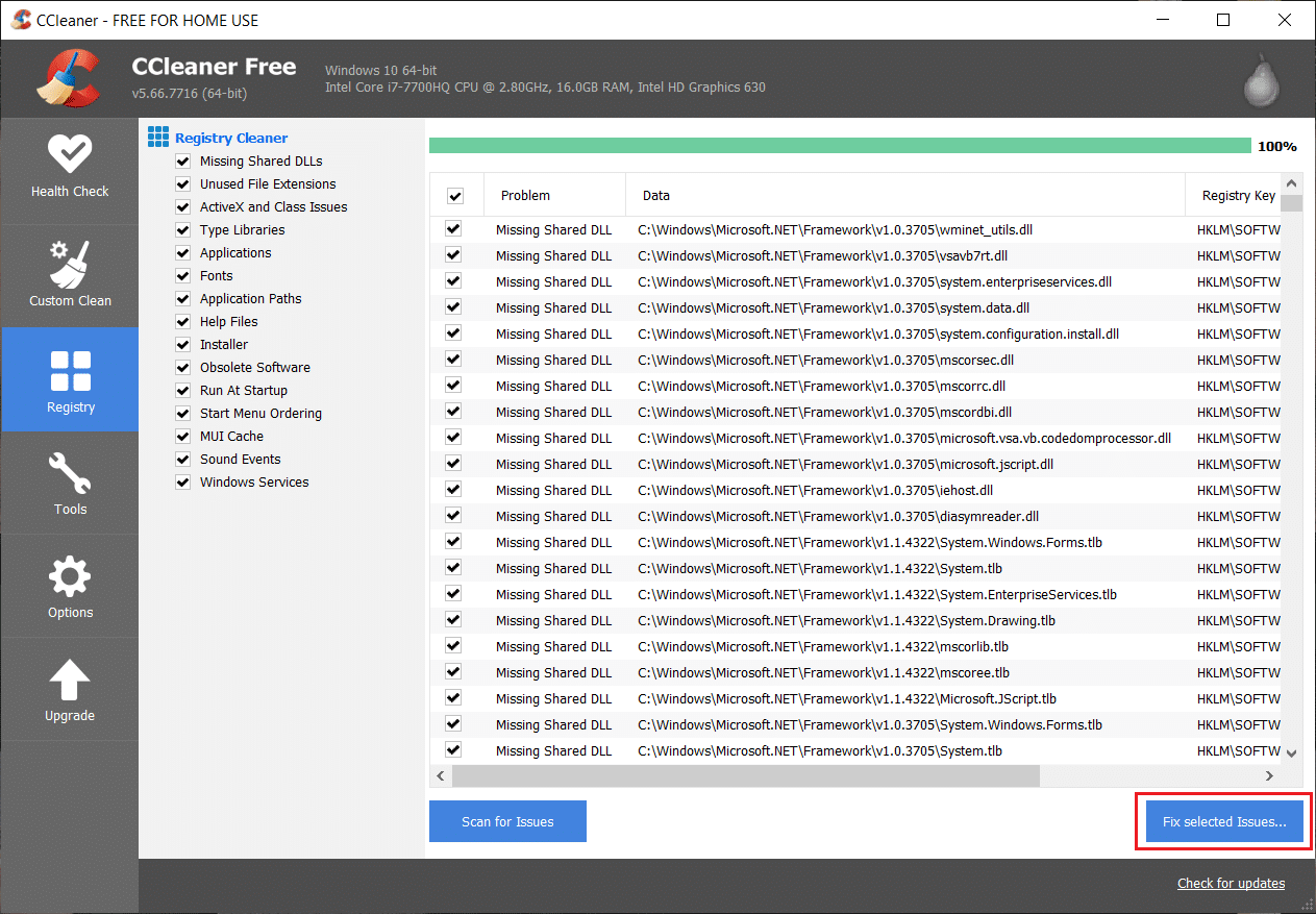 cliquez sur le bouton Corriger les problèmes sélectionnés | Réparer Impossible de se connecter au serveur proxy dans Windows 10