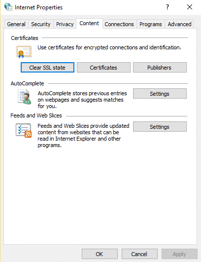 Effacer l'état SSL chrome