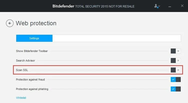bitdefender désactiver l'analyse ssl